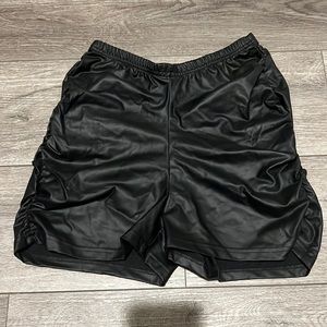 Leather high rise shorts